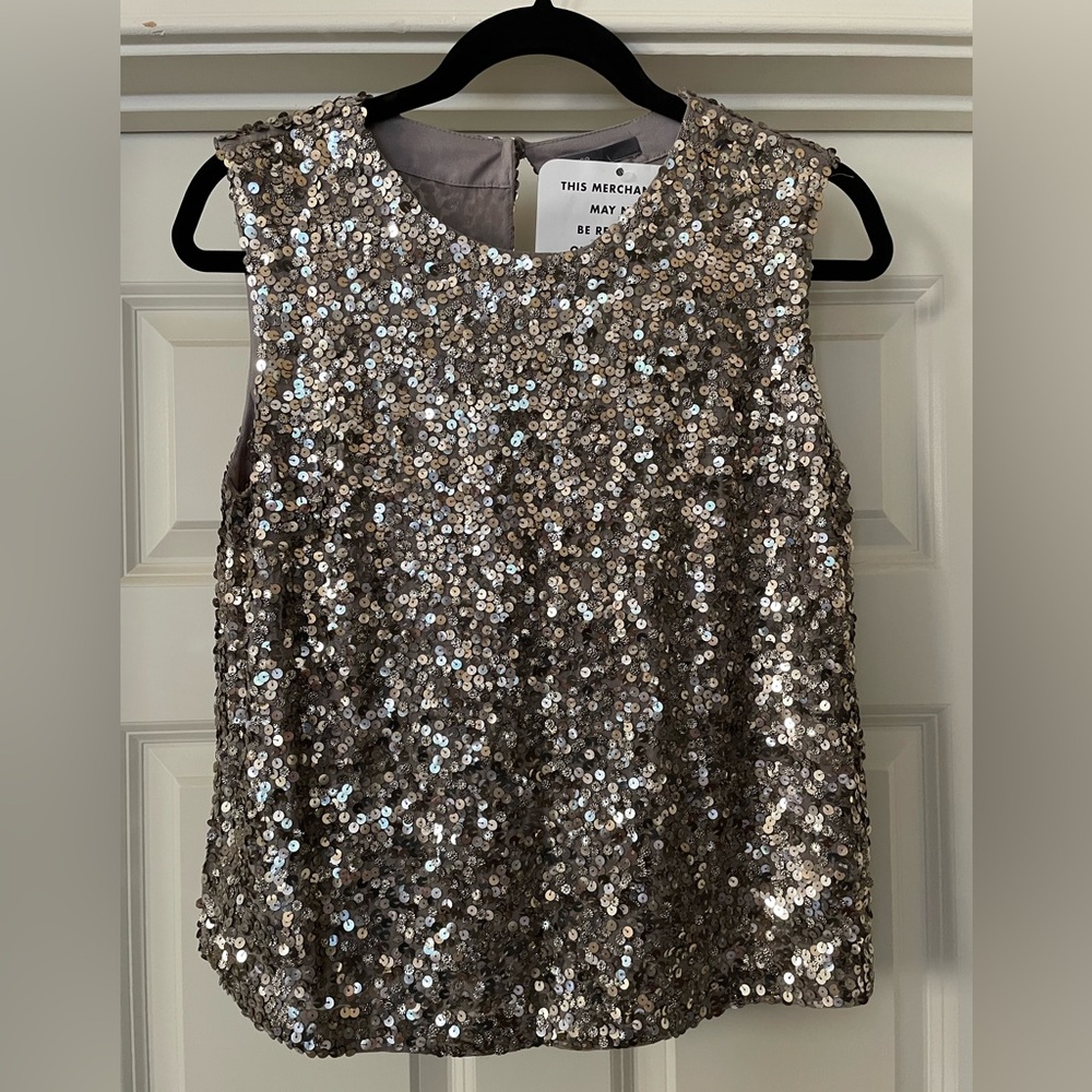Vince sequin top, pewter color. Size MEDIUM